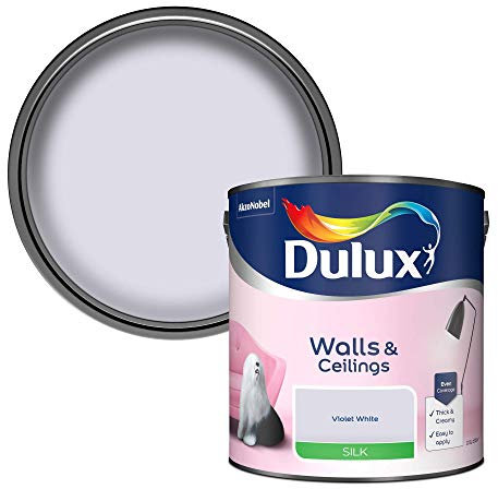 Dulux Silk Emulsion Paint For Walls And Ceilings - Violet White 2.5 Litres