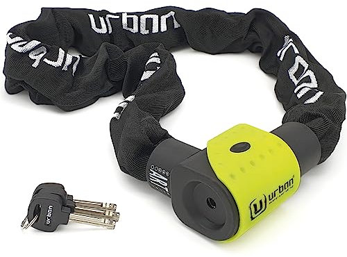 URBAN 10K170 Antifurto Moto, Lucchetto Bici Omologato ART***, Catena Alta Sicurezza Acciaio Cementato Antitaglio ø10mm, Doppio Bloccaggio, Flessibile Catenaccio Ancoraggio Scooter Bicicletta, 170cm