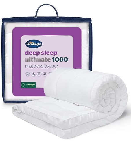 Silentnight Ultimate Deep Sleep Mattress Topper - 10cm Extra Thick Luxury Quilted Soft Bed Pad - Box-Stitched Edge & Fibadown™ Fibres - Hypoallergenic and Machine Washable - King - 200x150cm