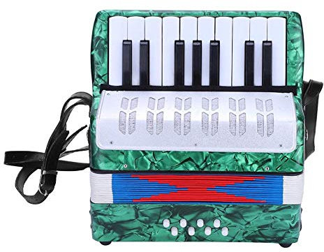 Akkordeon, Mini Kleine 17 tasten 8 Bass Akkordeon Pädagogisches Musikinstrument Spielzeug für Anfänger Kinder Bildung(Grün)