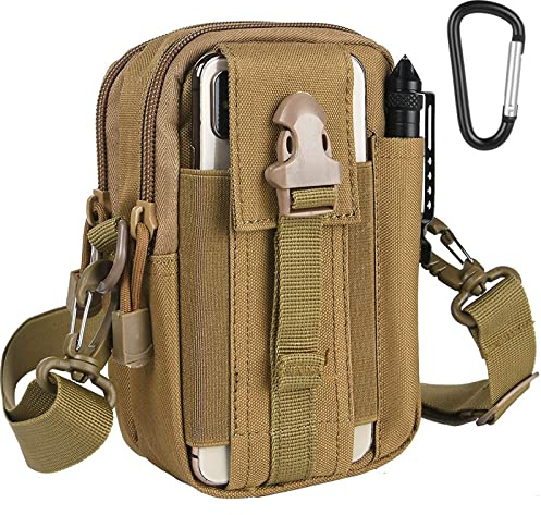 flintronic Tactical Waist Bags, Universal Outdoor Waist Bag | Molle EDC Pouch + Outdoor Hook | Utility Gadget Waist Bag with Cell Phone Holster for Sports, Hiking, Camping, Traveling