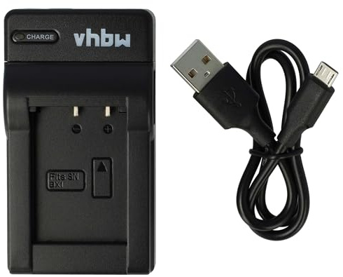 vhbw Ladegerät kompatibel mit Sony Cybershot DSC-WX350, DSC-WX300B, DSC-WX300R, DSC-WX300W Kamera Camcorder/Akku - Ladeschale, Ladeanzeige, 4,2 V