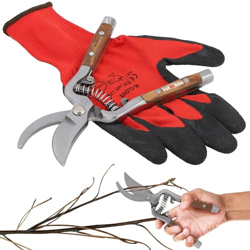 KOTARBAU® Gartenschere Heckenschere Rosenschere Astschere für den Garten zum Schneiden und Trimmen von Ästen Heckenschere aus Stahl mit Holzgriff 22 cm