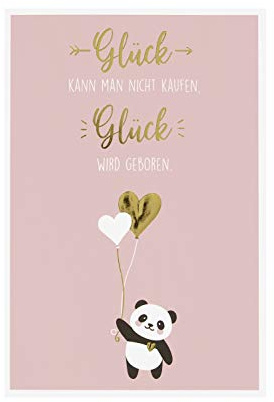 BSB Carte de vœux pour la naissance Bonheur (rose) avec panda, 311832-2