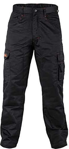 Black Hammer Combat Work Trousers for Men Cargo Workwear Pants with Reinforced Seams Survival (36W / 31 Regular) Black