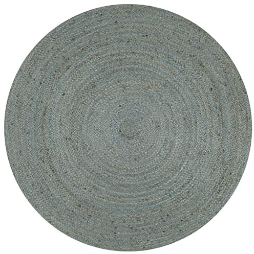 Gecheer Jute Teppich Rund ?120 cm Grün | Handgefertigt Teppiche Webteppich Wohnzimmerteppich Schlafzimmerteppich