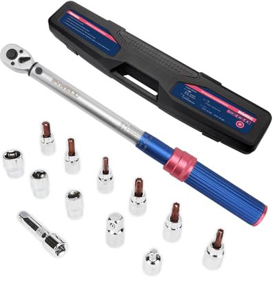 Inwell 3/8-Zoll-Antrieb, Klick-Drehmomentschlüssel-Set, 13-teilig, Zoll-Pfund-Drehmomentschlüssel, 10-80 Ft-Lb (13,6-108,5 Nm) | Dual-Direction verstellbar | 72 Zähne | für Fahrrad-, Motorrad- und