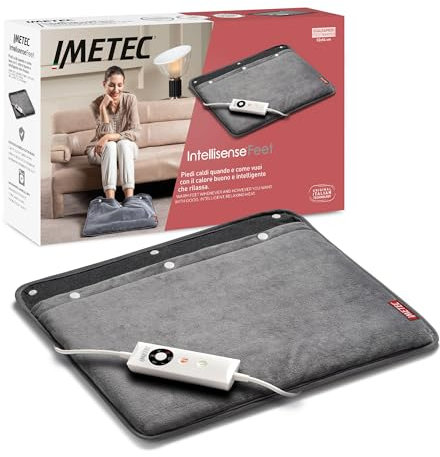 Imetec IntellisenseFeet Scaldapiedi, Tecnologia intellisense, Tessuto morbido, 5 temperature, Autospegnimento, Dispositivo sicurezza electro block, Rivestimento lavabile in lavatrice, 48x50 cm