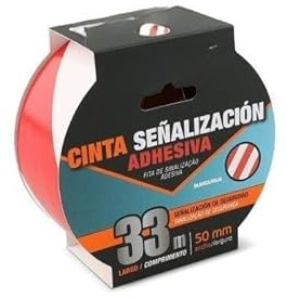 PRENDELUZ Cinta de señalización adhesiva compacta de 33m, ideal para delimitar áreas y mejorar la seguridad en distintos entornos.