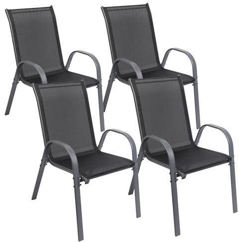Albatros Gartenstühle 4er Set Kuba – stapelbar mit robustem Metallgestell - hohe Belastbarkeit – Bequeme Stapelstühle auch als Terrassenstühle oder Balkonstühle - verbesserte Version 2025