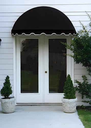 Easyawn Door and Window Sunbrella Canvas Awning / 5 Colors + 3 Sizes/Dome Awning / (Black 6 feet Wide)