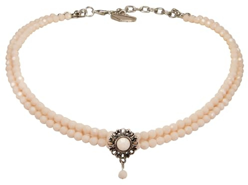 Alpenflüstern Trachten Glamour-Kropfkette Helena - Perlen Halskette, Trachtenkette, eleganter Damen-Trachtenschmuck, Dirndlkette (apricot) DHK333