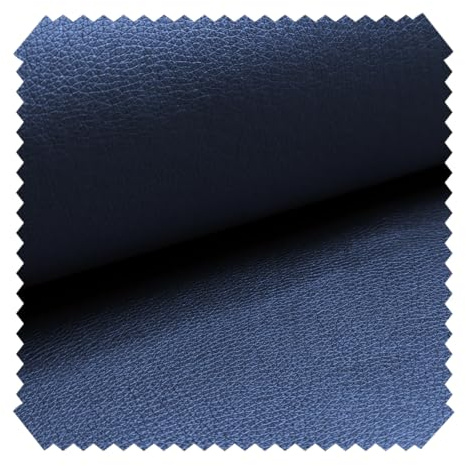 novely® SOLTAU - Weiches PU-Kunstleder in Premium-Qualität - Robuster Polsterstoff - Möbelstoff in Echtleder-Optik - Pflegeleichte Meterware 1lfm | Farbe: 105 Blau Metallic