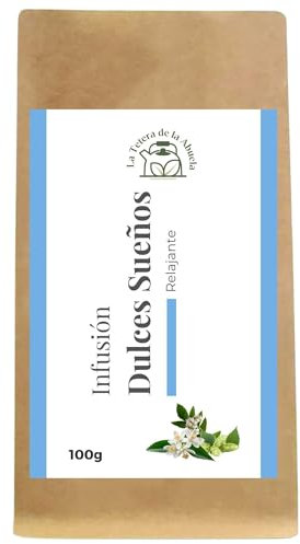 INFSUSIÓN PARA DORMIR 100g – Favorece el sueño y la relajación- Mezcla Natural con Menta, Melisa, Lúpulo, Valeriana y Espino Blanco–Ideal para la Noche – Dulces Sueños -La Tetera de la Abuela