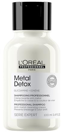 L’Oréal Professionnel Metal Detox Shampoo 100ml Travel Size, Prevent Breakage and Colour Fade from Hard Water, Clarifying Shampoo, Sulphate Free & Vegan Shampoo, Prevent Damaged Hair