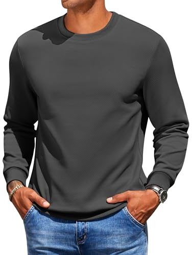COOFANDY Sweatshirt Hommes Pulls à Col Rond Pulls Manches Longues Basic Sweatshirts sans Capuche Sweat Longsleeve pour Hiver Sweater Noir M