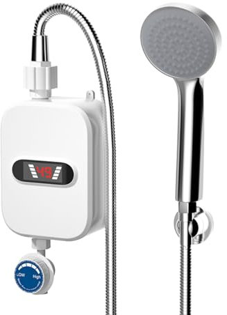 Mini Calentador de agua instantáneo - Unidad de tanque eléctrica compacta de 3.5kW LED | de agua caliente instantánea montada en la pared de 110 V, electrodoméstico impermeable de calefacción