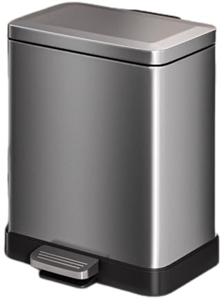 Stainless Steel Bathroom Trash Can with Lid 10L AntiFingerprint Step Pedal Removable Inner Bucket for Home Office & Kitchen (Silver)