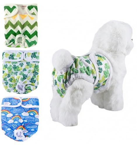 3 Pc Pañales Reutilizables Lavables para Perros Hembra, Braguitas Higiénicas para Perras, Pañales para Perras en Celo, Ropa Interior Antimasculina Ajustabl para Incontinencia Canina y Viajes (S)
