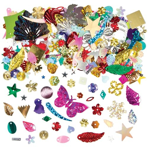 Baker Ross Verschiedene Pailletten - Glas mit 80 g Inhalt