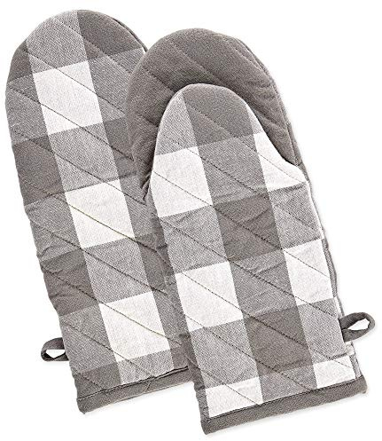 DII Buffalo Check Kitchen Collection, Juego de Cocina clásico de Granja, Guante de Horno, Gris y Blanco, 2 Piezas