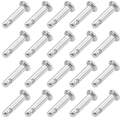 sourcing map Single Hole Clevis Pins - 3mm X 12mm Flat Head 304 Stainless Steel Link Hinge Pin 20Pcs