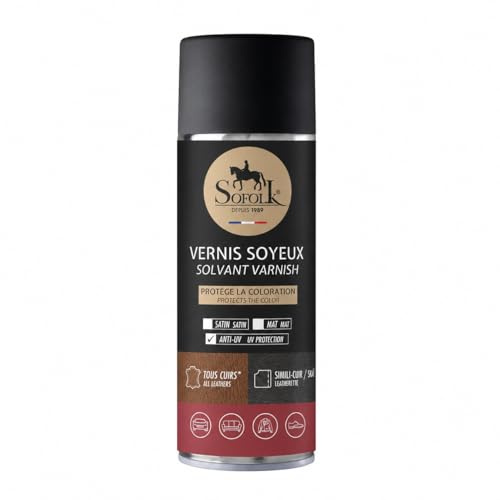 Sofolk – Smalto per Pelle – Smalto Protettivo incolore – Protegge e Cura Il Colore e Il Fiore del Cuoio dai frattamenti – Satin, aerosol 400 ml