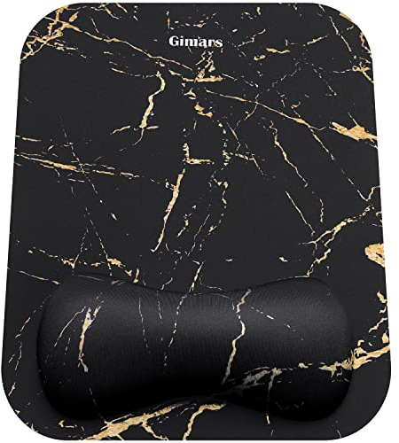 Gimars Alfombrilla Ratón Reposamuñecas Ergonomica Espuma Viscoelástica, Impermeable Gaming Mouse Pad Apoyo con Base de Goma No Deslizante para Aliviar el Dolor al Escribir, Mármol
