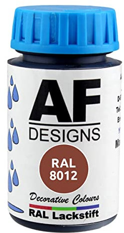Alex Flittner Designs Vernice per vernice RAL 8012, colore rosso e marrone opaco, 50 ml, in legno, metallo, per mobili, bagno, vernice per ritocco