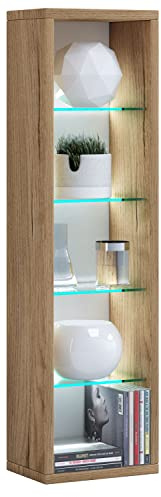 VCM Wood CD DVD Floor Standing Bookcase Storage Decorative Shelf Glass Rasato L Wood CD DVD Floor Standing Bookcase Storage Decorative Shelf Glass Rasato L Honey oak