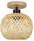 YIKEGE LICHT Vintage Boho Rattan Lampe Deckenleuchte Hängelampe - Bambus Holz Lampenschirm Deckenlampe Badlampe Badezimmerlampe Wandlampe - E27 Deckenleuchten für das Bad Küche Schlafzimmer Flur