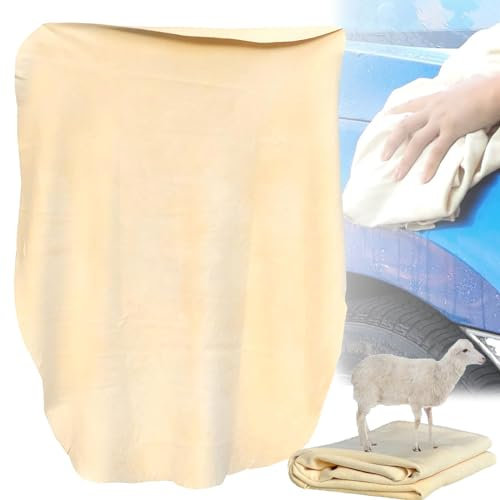 Devenirriche Chiffon de nettoyage en peau de chamois naturel pour voiture, séchage rapide, super absorbant pour laver les fenêtres, le verre, les miroirs