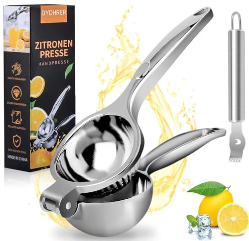 DYDHRER Spremiagrumi Manuale, Spremiagrumi Limone Manuale, Spremiagrumi Limone Lime Manuale in Acciaio Inox di Qualità Premium, 7 cm di Diametro Spremi Limone per Cucina, Bar, Ristorante - Argentato