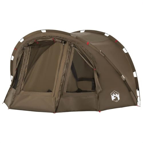 vidaXL Angelzelt 4 Personen, Karpfenzelt mit Steckverbindungssystem, Campingzelt mit E-Anschluss, Anglerzelt Zelt, Olivgrün 190T Polyester