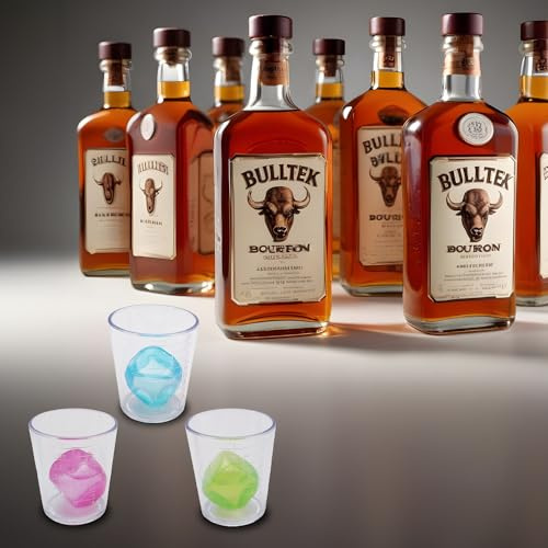 Leddy Living Bicchierini da Shot 50ml con Cubetti di Ghiaccio Riutilizzabili - Set di 3 Bicchieri Graduati in Plastica BPA Free per Cocktail, Shottini, Picnic, BBQ - Ideali per Amaro e Liquori