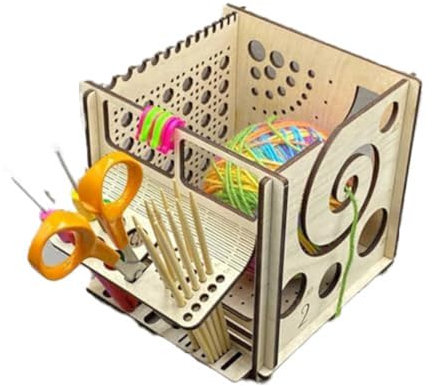 JNJOOD 1 PCS Scodella in Legno all-in-1 Scodella in Legno Scodella per Scodella per Maglieria Borsa per Maglieria Conservazione, Scodella per Maglieria per Magliaioli Ottimo Regalo