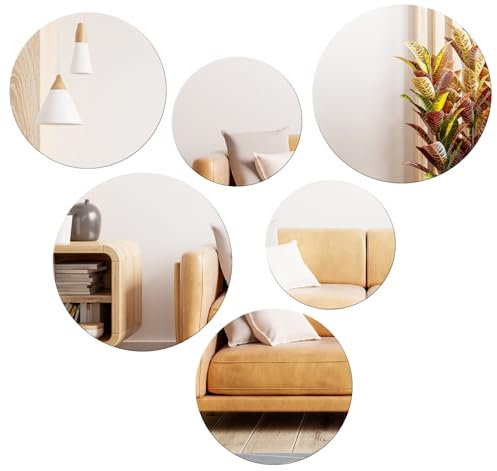 ertlutw 6 Stück Spiegel Rund, Klebespiegel Für Die Wand, Spiegelfolie Selbstklebend Spiegel Zum Kleben, 10 15 20 cm Spiegelfliesen