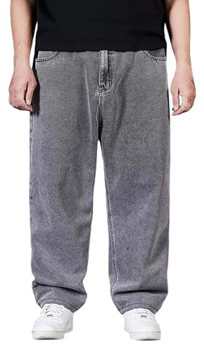 Generiska jeans för män baggy: Jeans överdimensionerade denimbyxor andningsbara jeans raka ben stretchjeans enfärgade tygbyxor lätta fritidsbyxor bekväma utomhusbyxor avslappnade sport arbetsbyxor