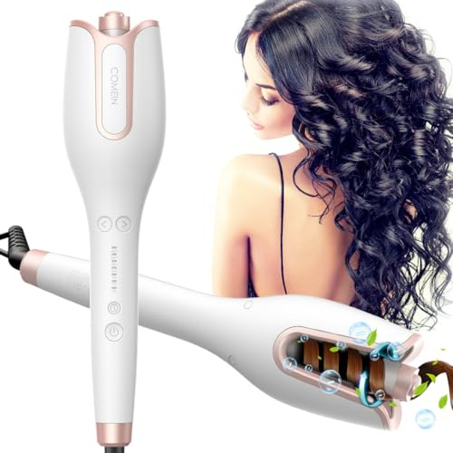 BUJIYI Hair Curler, Curling Wand, Curling Tongs, 4 Temperature Settings, 3 Adjustable Heating Times, for Different Hair Types and Curl Effects, Professional Salon Curling Iron (Rose Gold)