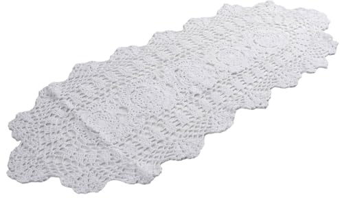 ZYNCUE Napperon vintage en dentelle crochetée, en coton floral, fait à la main, table de salle à manger, café, restaurant (30 x 80 cm)