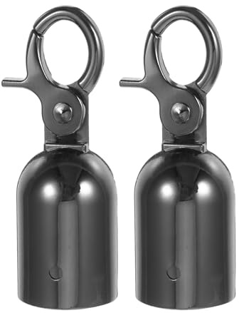 FRCOLOR Embouts de Corde 28 Mm Noir Brillant, Crochet en Alliage de Zinc pour Butée D’extrémité, 2 Pièces, Accessoires pour Barrières de Sécurité et Rambardes D’extérieur, Fixation Solide