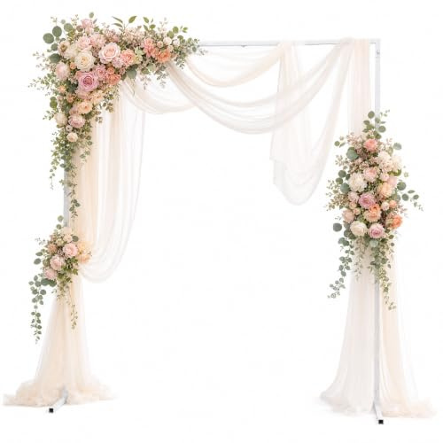 Arco de boda cuadrado blanco, arco de 2 x 2 m, rectangular, soporte para globos, soporte de fondo, decoración para bodas, cumpleaños, fiestas, jardín, cenadores, aniversarios, eventos, decoración
