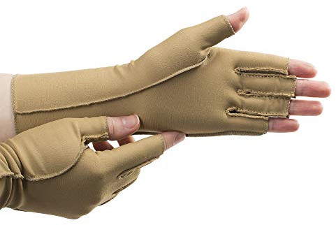 isotoner womens of Finger Therapeutic Gloves Pair Small Open Fi, Camel, Small US