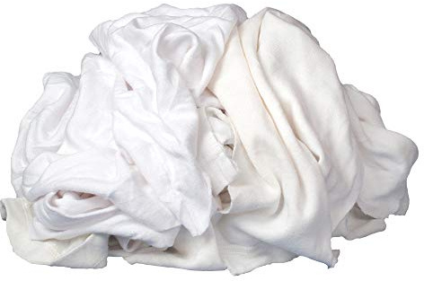 Buffalo Industries (10521) Absorbent White Recycled T-Shirt Cloth Rags - 1 lb. box - For All-purpose Wiping, Cleaning, and Polishing - Made from 100% Recycled Materials