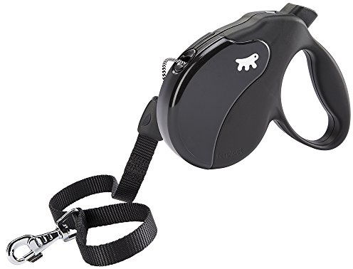 Ferplast hundkoppel stora hundar rullkoppel hundar AMIGO CORD L, utdragbart snörband, 5 m, max. 50 kg, svart