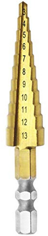 Meichoon Multifunción Broca Escalonada 3-13mm HSS Step Drill Recubierto de Titanio Mango Hexagonal Herramientas Eléctricas Cortador Professional Pagoda Drill bit Set Taladradora Taladradora DC13