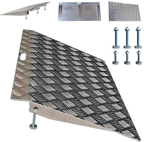 WORHAN Rampa Umbral Rígida para Sillas de Ruedas Plataforma de Carga Altura Variable Regulable Superficie Antideslizante Aluminio Anodizado 1TR70