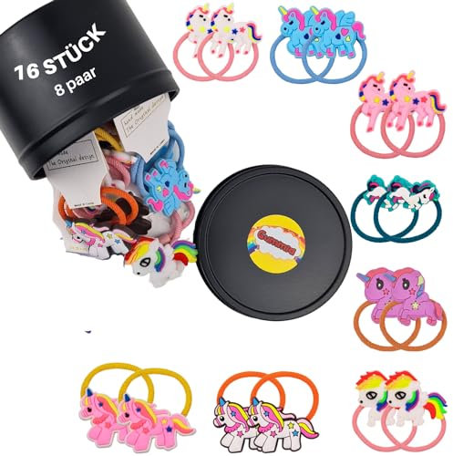 16stk Einhorn Haargummis für mädchen kinder baby Cartoon Bunt klein Elastische haargummi scrunchies set