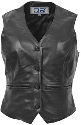Divergent Retail DR212 - Chaleco clásico de piel para mujer, color negro