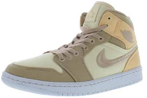Damen Air Jordan 1 Mid SE Canvasschuhe (DV0427 102) - Musselin/Beige (Celestial Gold/Sail/Desert), 43 EU